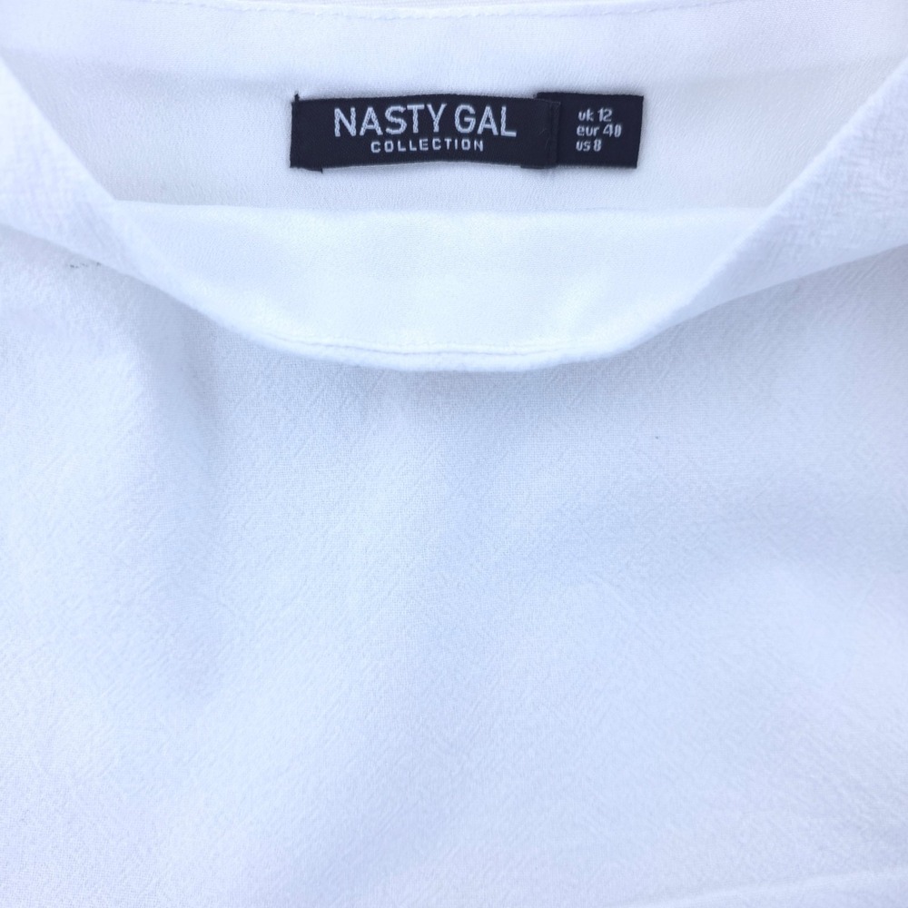 Nasty Gal Women Mini Dress Babydoll Sz 8 White Ruffle Strap Square Neck Sundress - Picture 2 of 9
